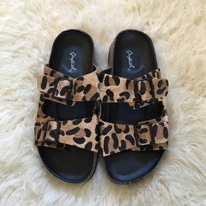 Qupid Leopard Slipper Sandals