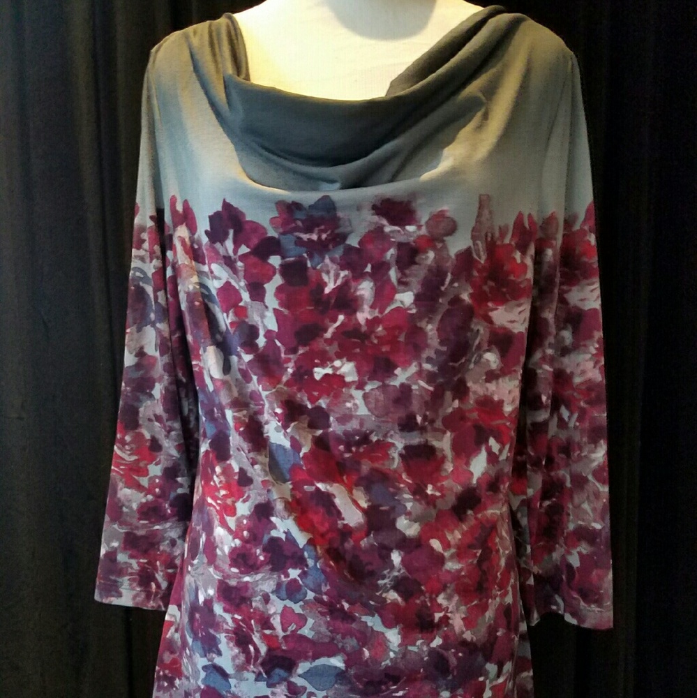 Floral Anne Klein cowl neck top