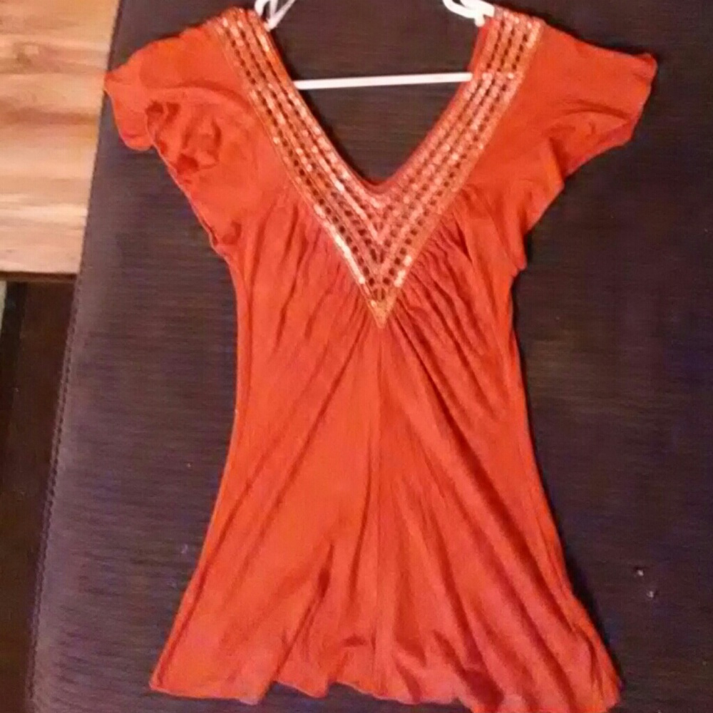 Top with sequin neck