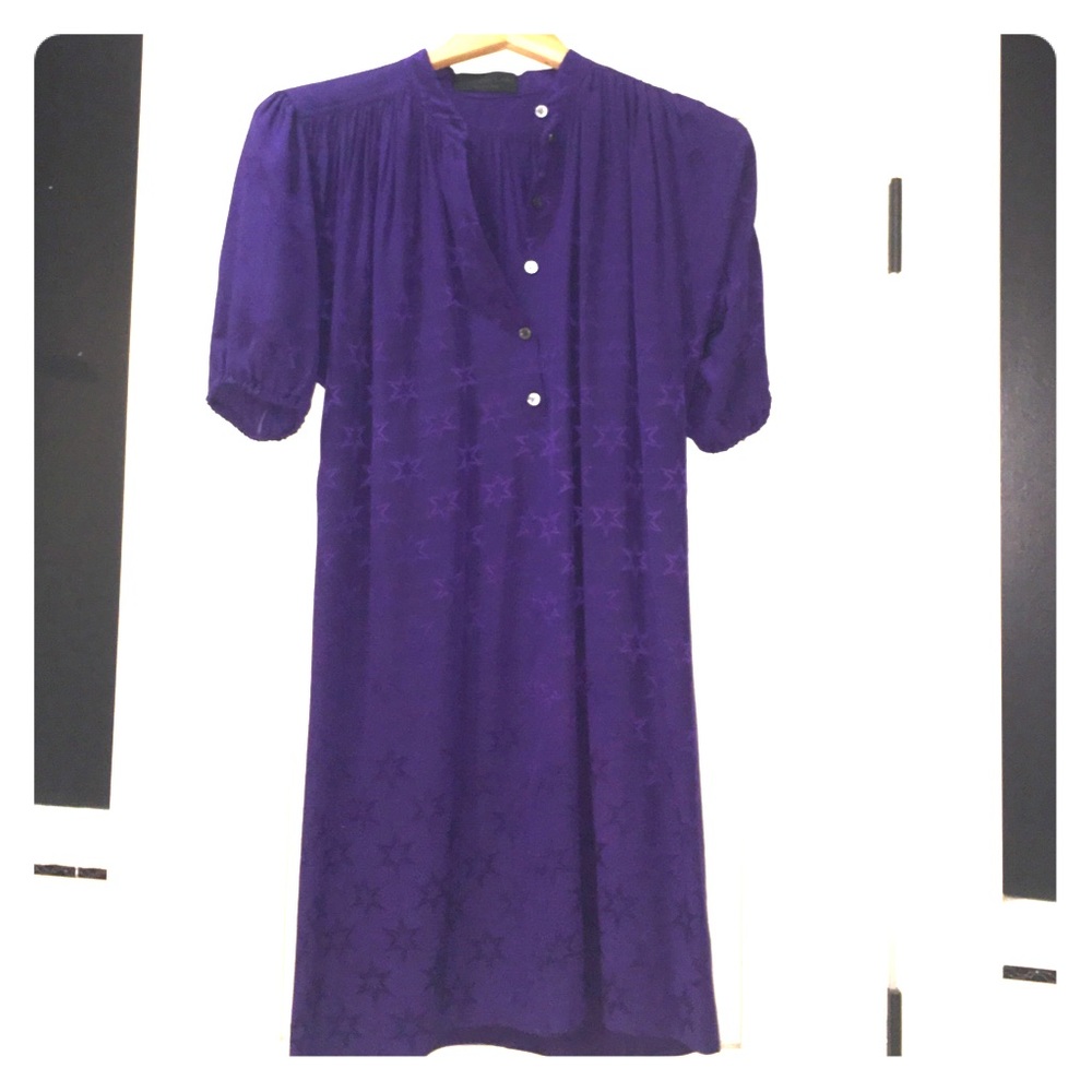 Derek Lam purple stars 100% silk dress 2
