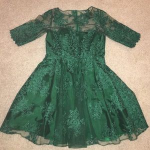 Monique Lhuillier Green Lace Dress Size 12