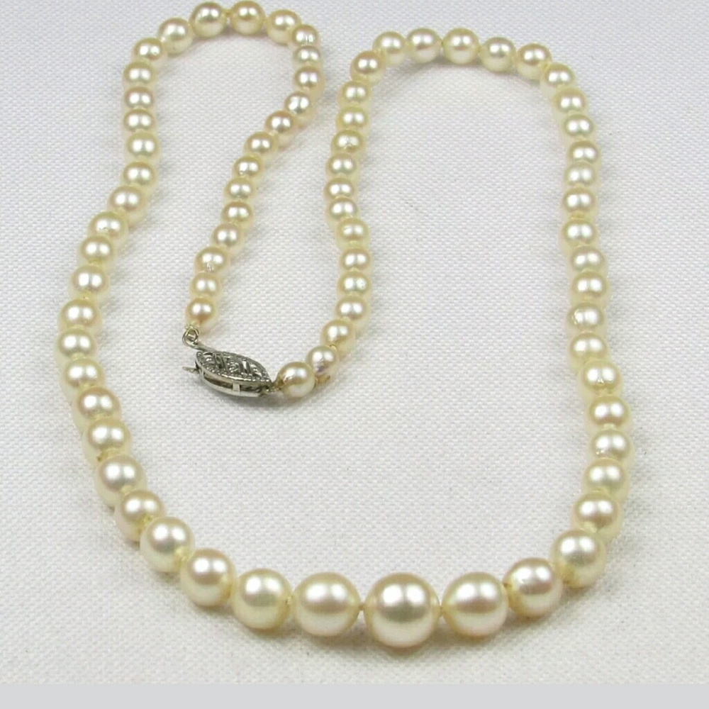 14k white gold pearl necklace