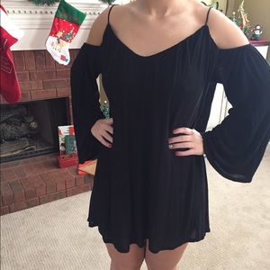Black drop shoulder dress