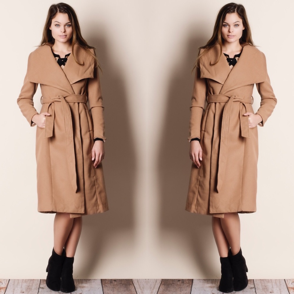 1DAYSALE Wide Collar Taupe Jacket Coat - Picture 3 of 4