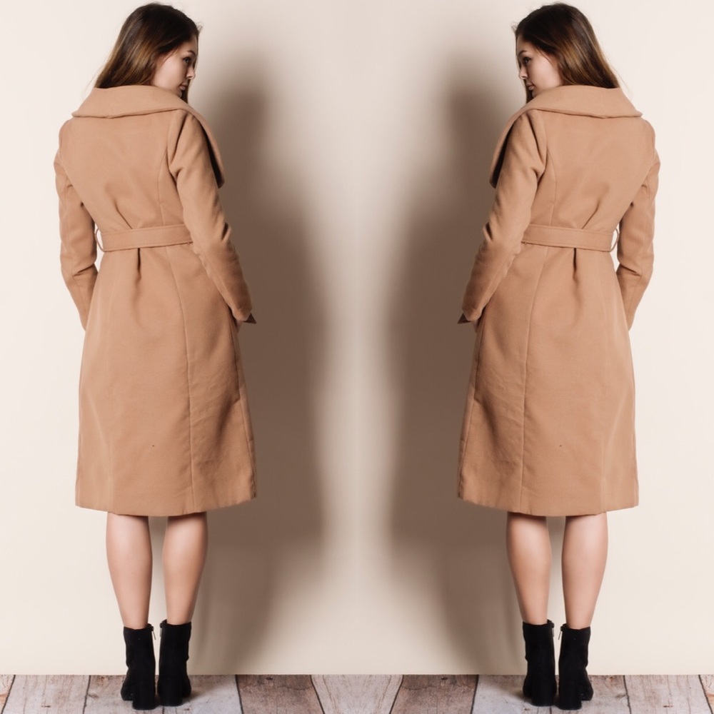 1DAYSALE Wide Collar Taupe Jacket Coat - Picture 4 of 4