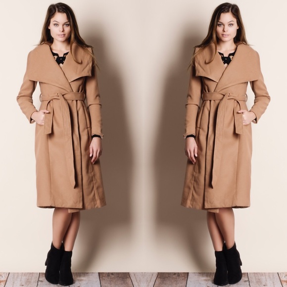 1DAYSALE Wide Collar Taupe Jacket Coat - Picture 3 of 4