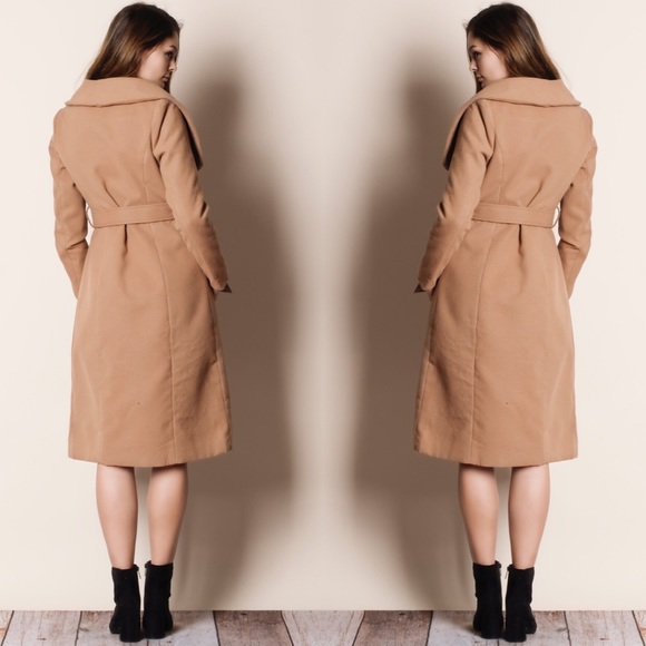 1DAYSALE Wide Collar Taupe Jacket Coat - Picture 4 of 4