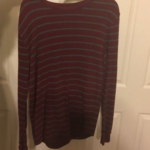 Maroon long sleeve with grey stripes