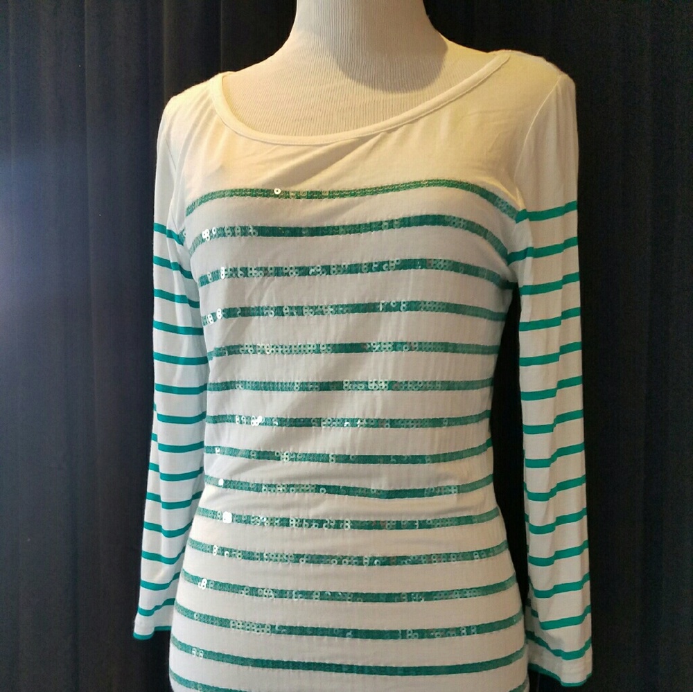 NWT sequin stripe top