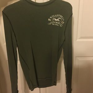Hollister green textured long sleeve