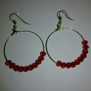 Red Crystal Hoop Earrings