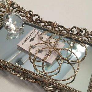 👑 Set of 3 Gold Hoop Earrings • NWT • Lead Free