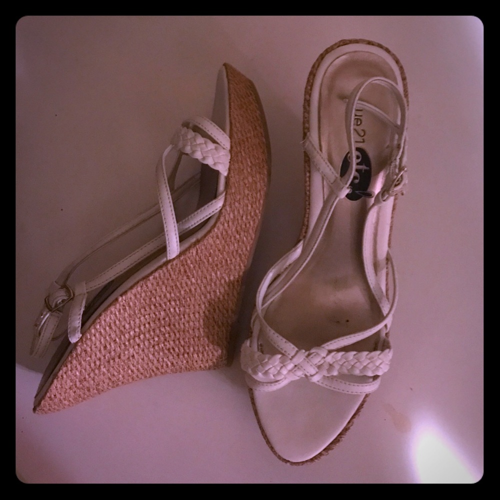 White and cork strappy wedges from Rue 21