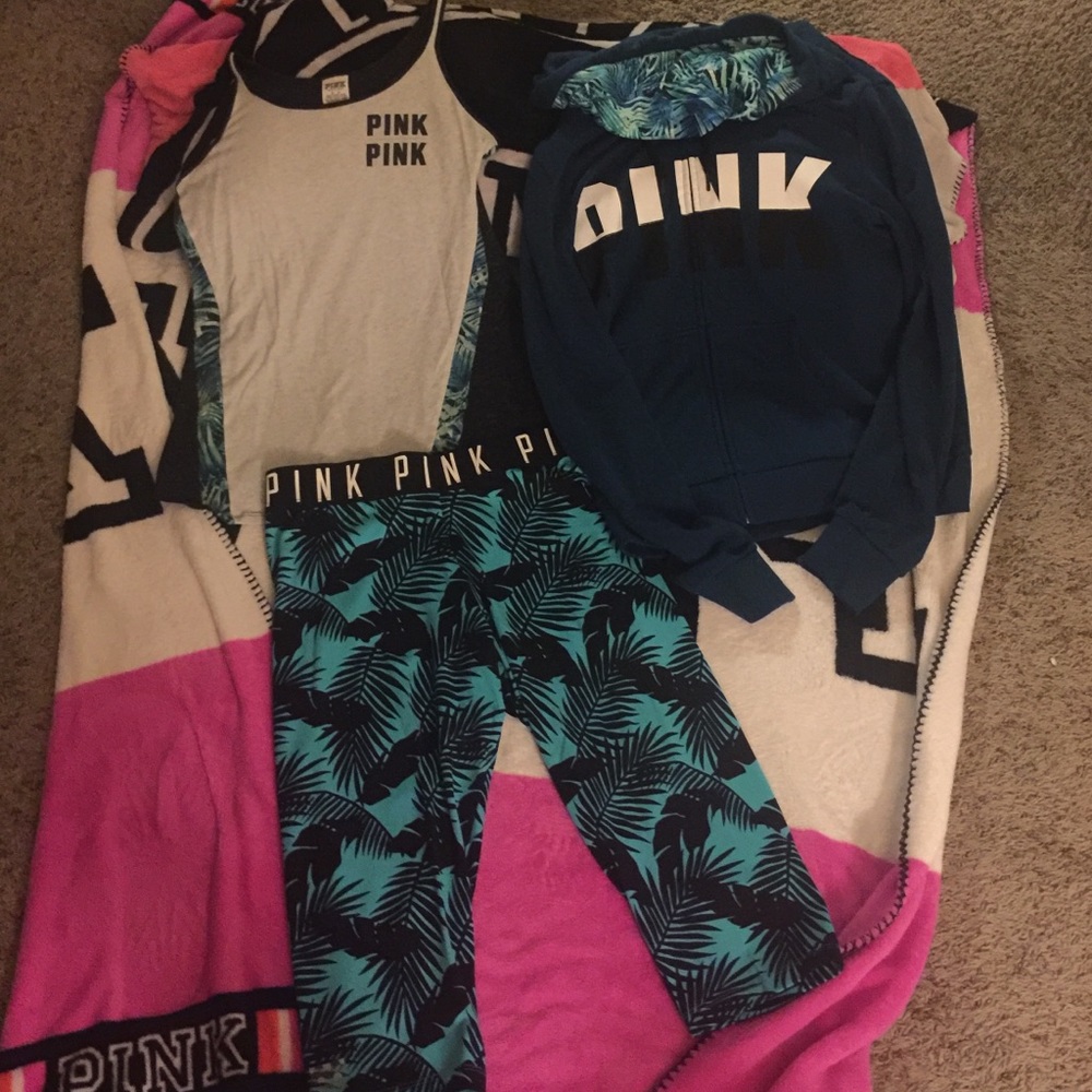 VS Tank Top, Capris, and Zip up Hoodie outfit