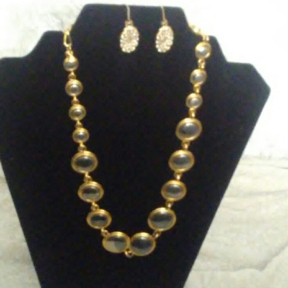 Elegant Gray/Gold double side Necklace