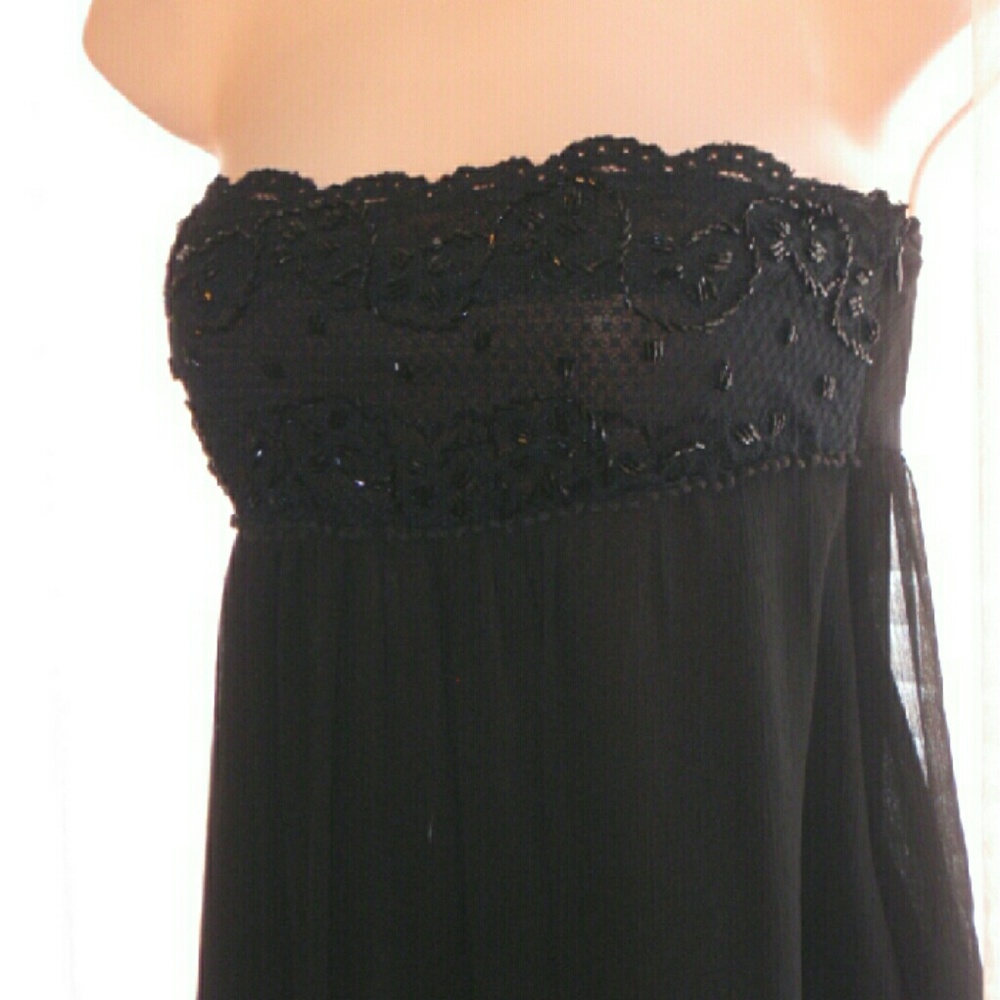 FOREVER 21 Black A-Line Beaded Chest Party Dress