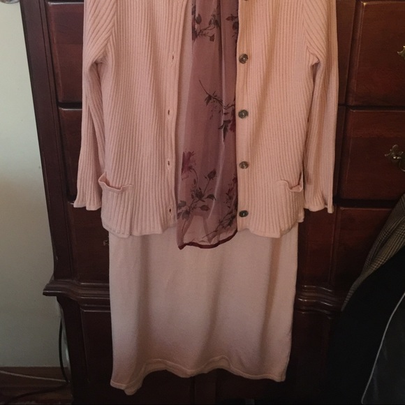 Talbots Pink Sweater Dress, shell and jacket L - Picture 2 of 4