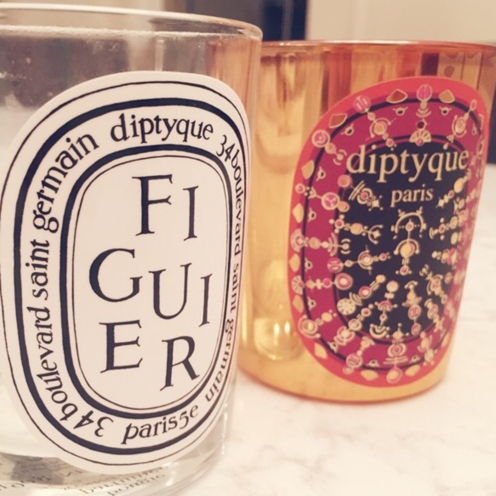 DIPTYQUE Full Size Glass Jars w/Logo (set of 2)