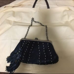 Black leather shoulder bag