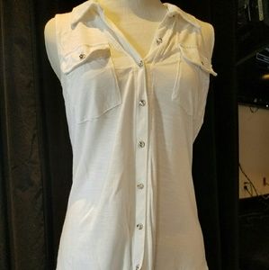 INC button up rhinestone top