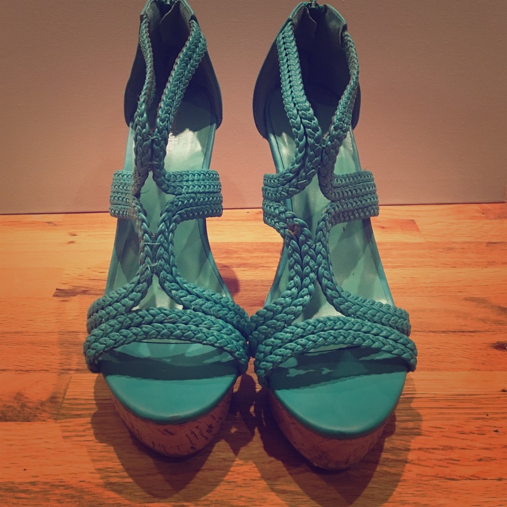 Charlotte Russe Wedge turquoise worn once