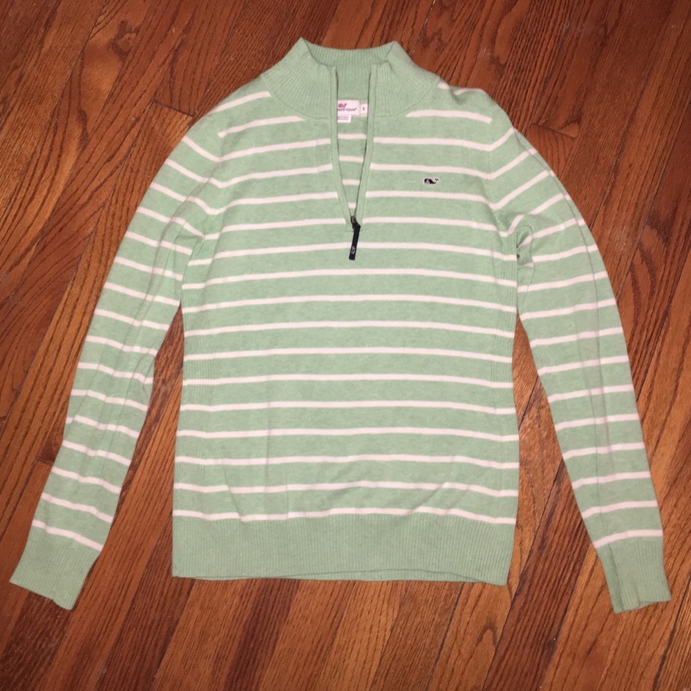 Vineyard Vines Green 1/4 Zip Pullover Sweater