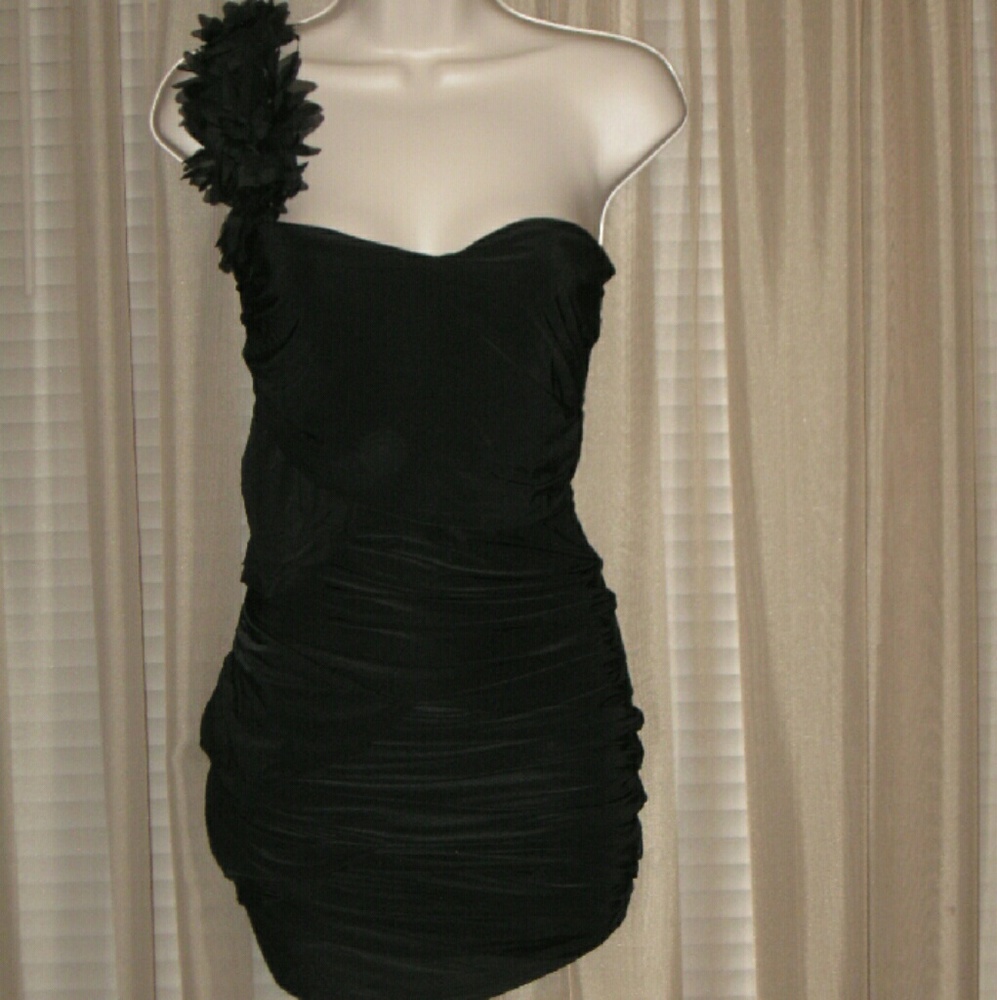 One Strap S/M Stretching Black Little Mini Dress