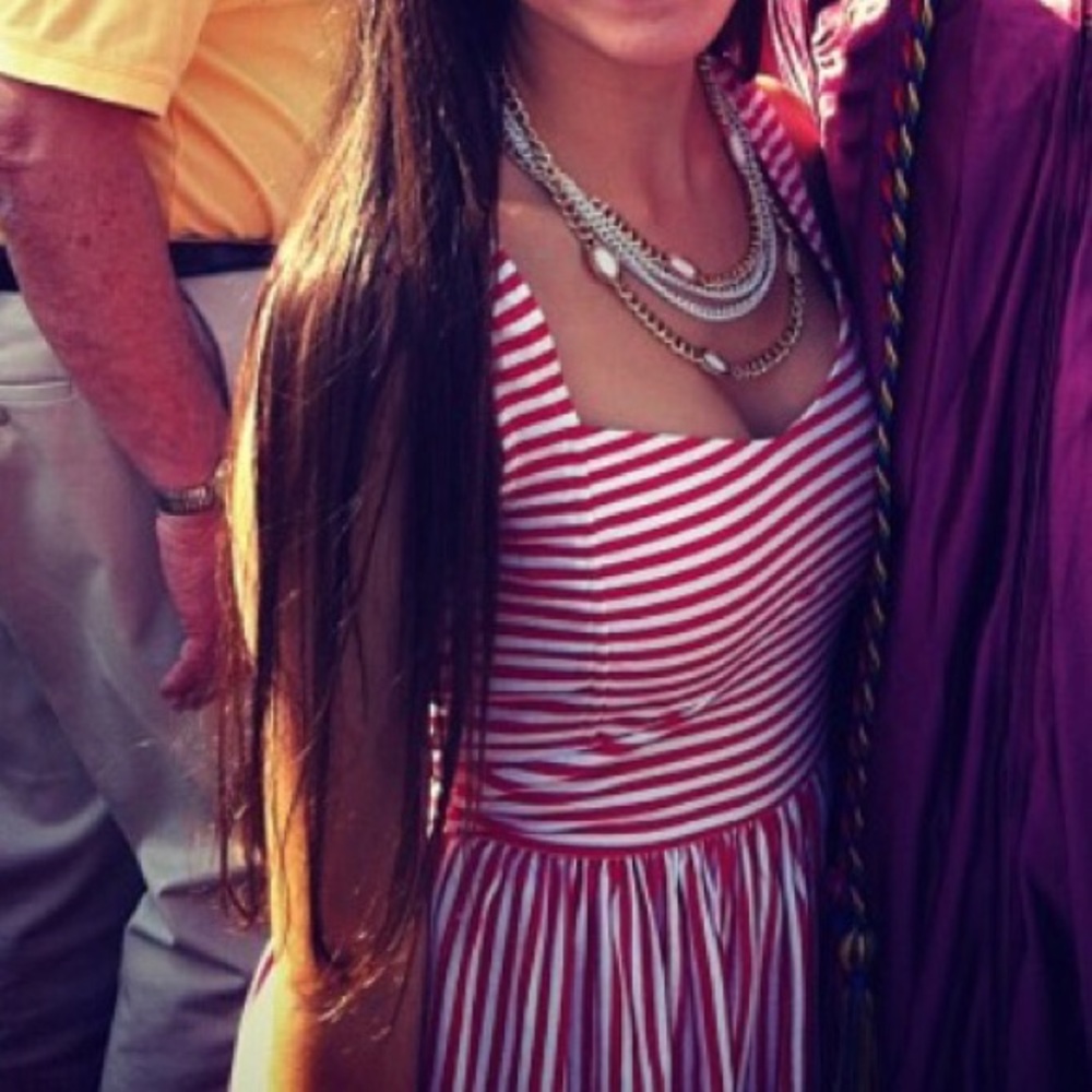 Red and white stripped dress