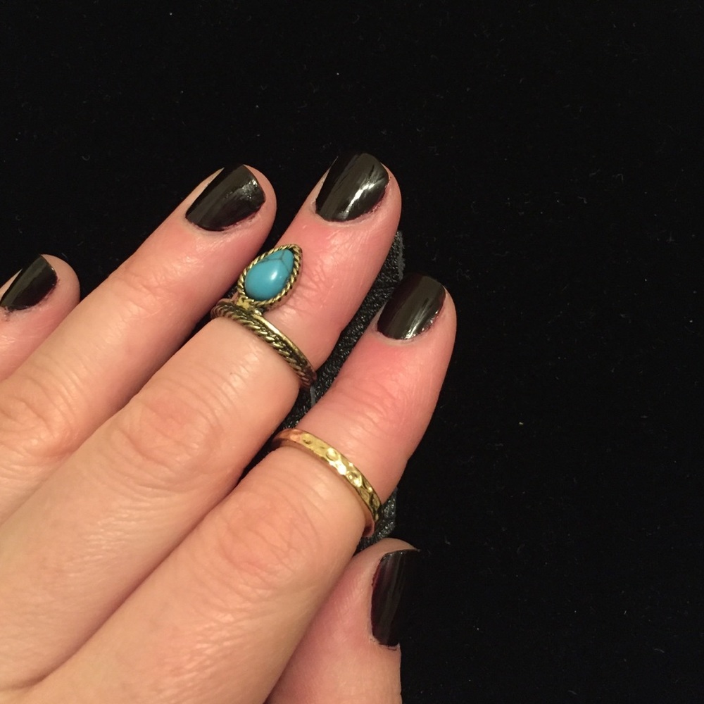 Free people midi rings gold and turquoise