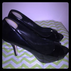 White House Black Market Black Heels Open Toe 7