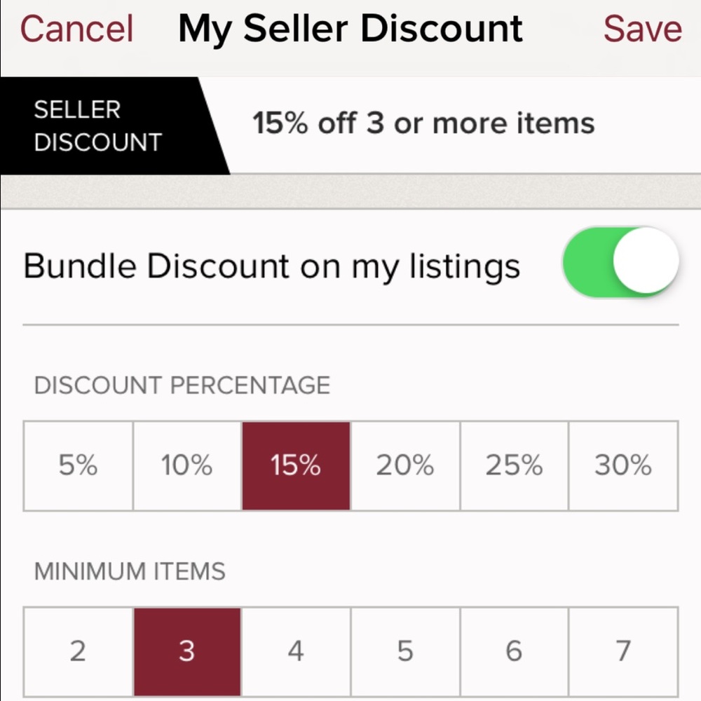 My seller discount