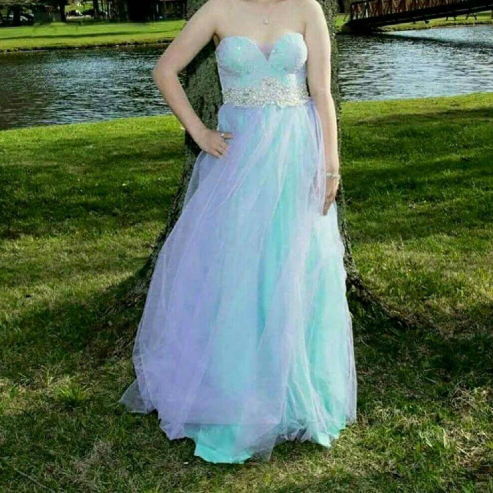 Turquoise Purple Prom Dress