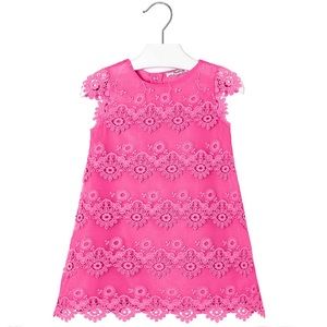 🚺👗Little Girl 2T-9 Pink Lace Social Party Dress