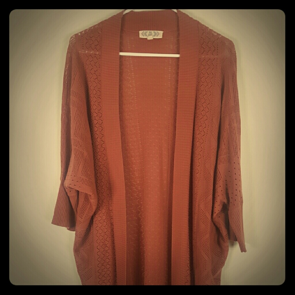 Long Pink Bat Wing Lace Cardigan