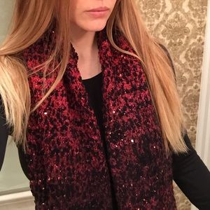 EXPRESS Maroon & Black Sequin Infinity Scarf