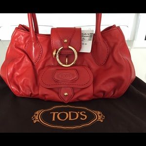 $1150 Brand New w/ Tags Tod's Red Leather Bag Tote