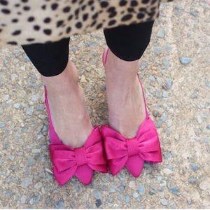 EUC BHLDN Pink Satin Bow Kitten Heels