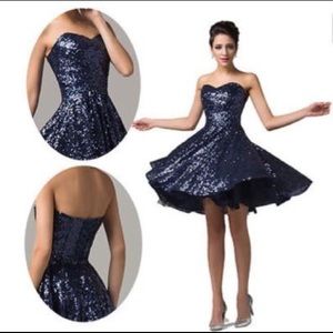 Navy sequin cocktail dress