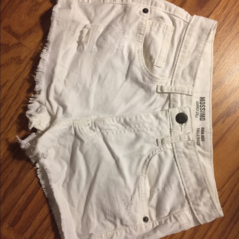 High waist white jean shorts
