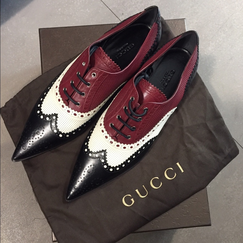 Gucci tricolor perforated shoes