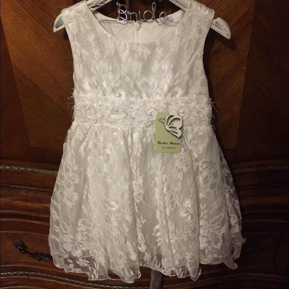 Brand new white lace girls dress