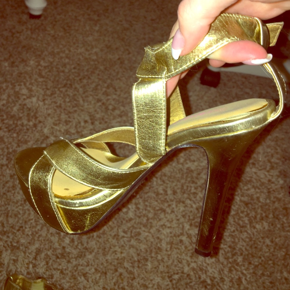 Gold strapy heels