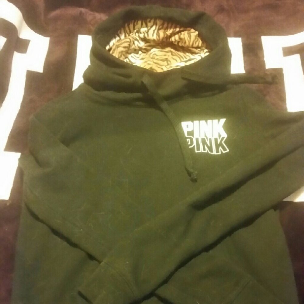 VS PINK RARE TIGER HOODIE FUNNEL NECK