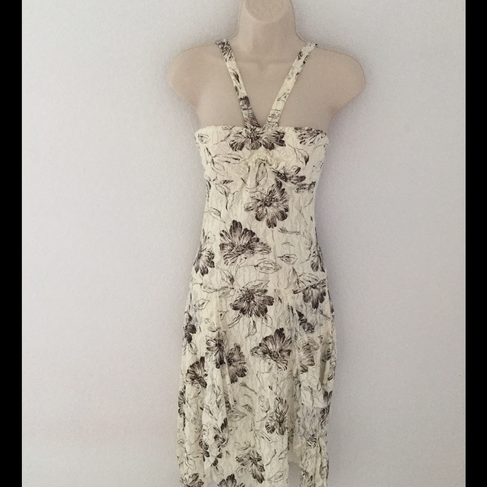 Beautiful cream and brown halter dress, size small