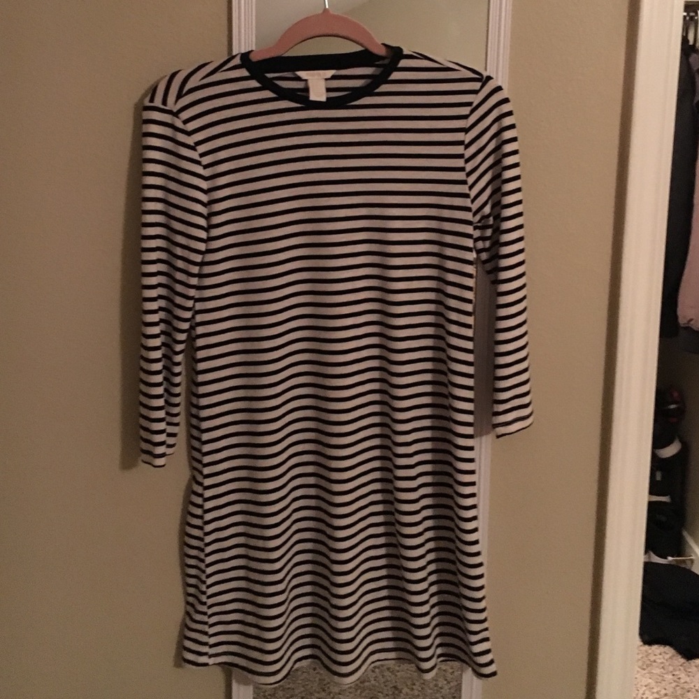Black and white stripe skater dress
