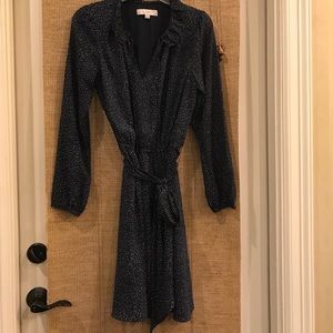 Loft size 6 navy with white dot long sleeves dress