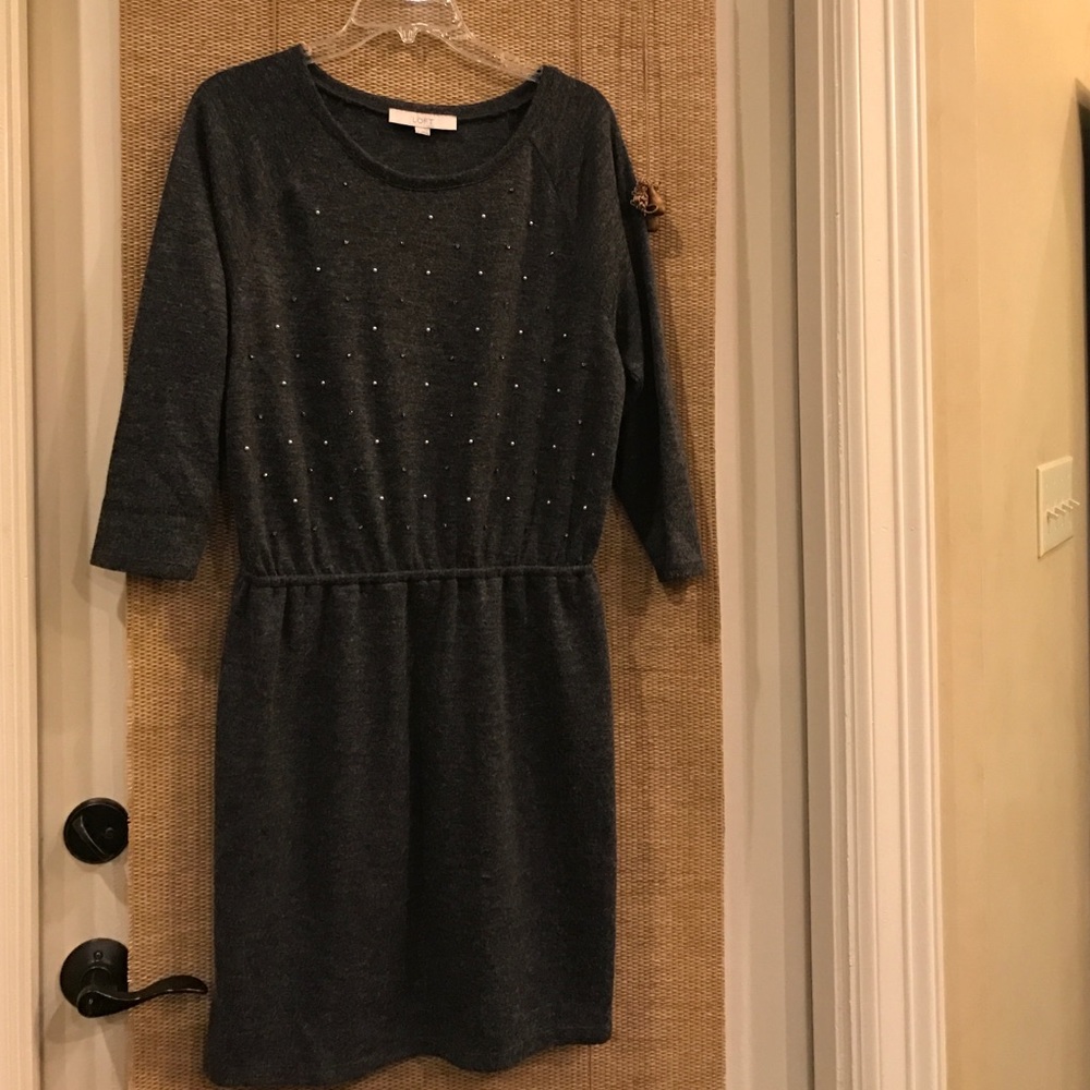Loft size medium dress with elastic waist  beading