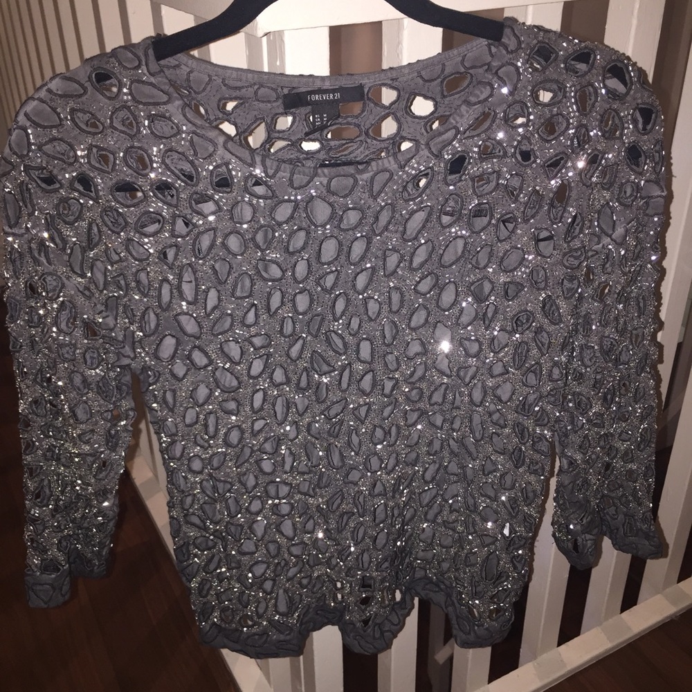 Crystal Silver Cut-Out Tee