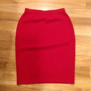 St. John. Red knit pencil skirt