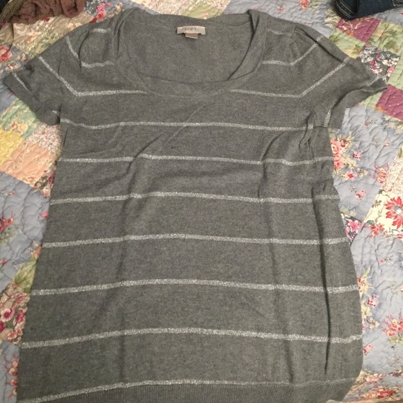 Loft short sleeve gray striped sweater - Picture 2 of 3